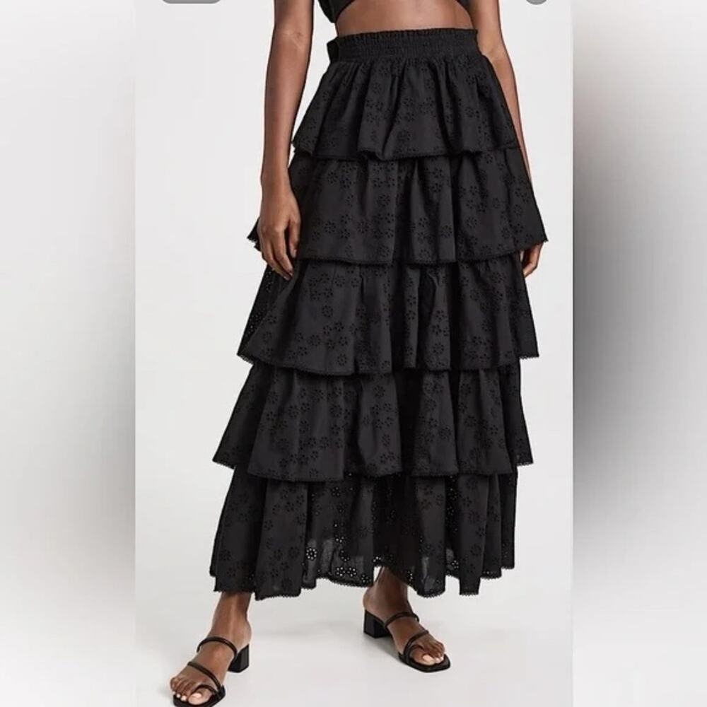 Hill House Eyelet Noemie Skirt Black Medium NEW